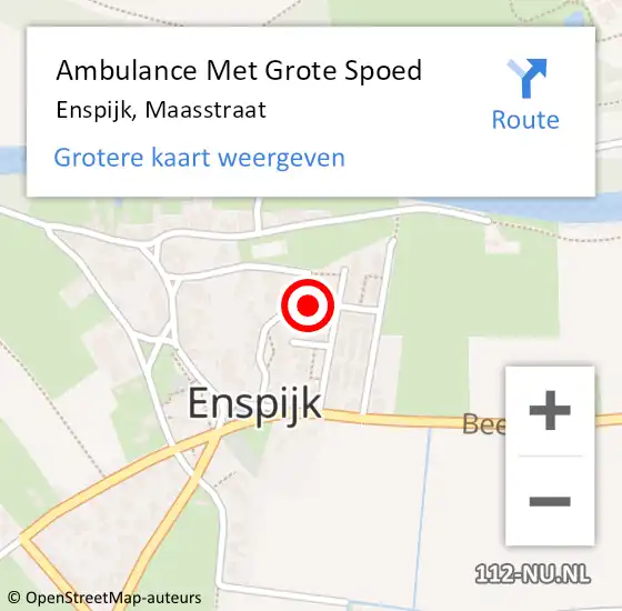 Locatie op kaart van de 112 melding: Ambulance Met Grote Spoed Naar Enspijk, Maasstraat op 24 oktober 2020 01:15