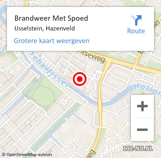 Locatie op kaart van de 112 melding: Brandweer Met Spoed Naar IJsselstein, Hazenveld op 24 oktober 2020 01:23