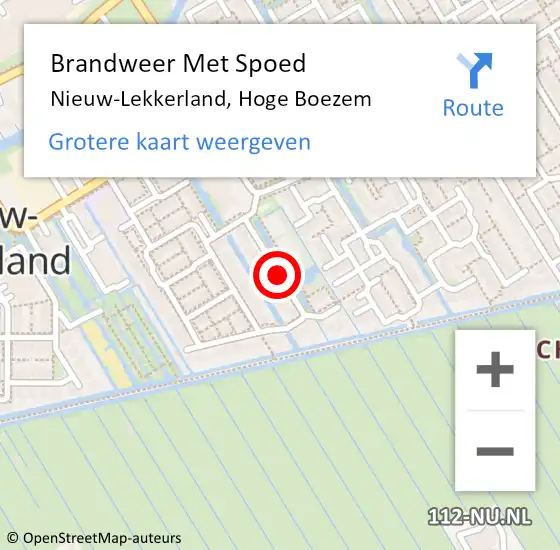 Locatie op kaart van de 112 melding: Brandweer Met Spoed Naar Nieuw-Lekkerland, Hoge Boezem op 24 oktober 2020 02:19