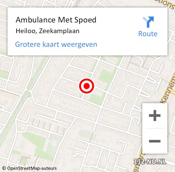 Locatie op kaart van de 112 melding: Ambulance Met Spoed Naar Heiloo, Zeekamplaan op 24 oktober 2020 02:32