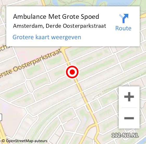 Locatie op kaart van de 112 melding: Ambulance Met Grote Spoed Naar Amsterdam, Derde Oosterparkstraat op 24 oktober 2020 02:33