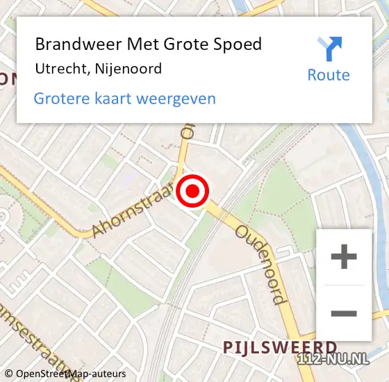 Locatie op kaart van de 112 melding: Brandweer Met Grote Spoed Naar Utrecht, Nijenoord op 24 oktober 2020 03:09