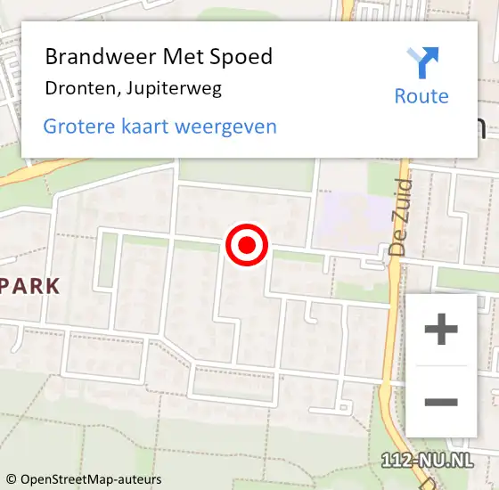 Locatie op kaart van de 112 melding: Brandweer Met Spoed Naar Dronten, Jupiterweg op 24 oktober 2020 04:36