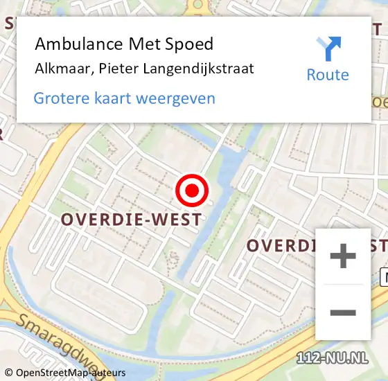 Locatie op kaart van de 112 melding: Ambulance Met Spoed Naar Alkmaar, Pieter Langendijkstraat op 24 oktober 2020 05:00