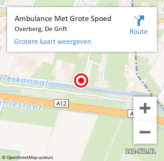 Locatie op kaart van de 112 melding: Ambulance Met Grote Spoed Naar Overberg, De Grift op 22 mei 2014 16:18