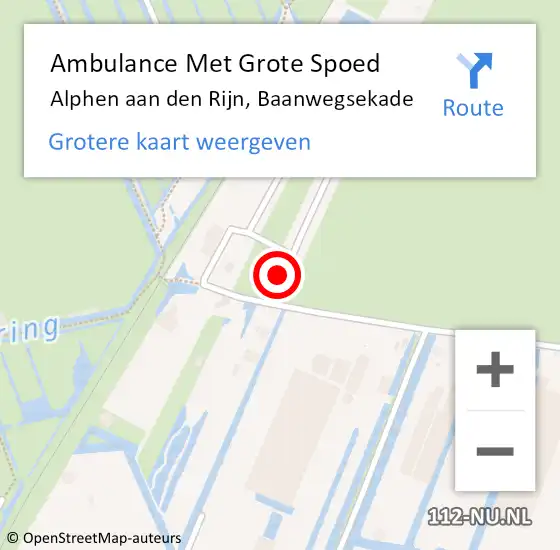 Locatie op kaart van de 112 melding: Ambulance Met Grote Spoed Naar Alphen aan den Rijn, Baanwegsekade op 22 mei 2014 16:23