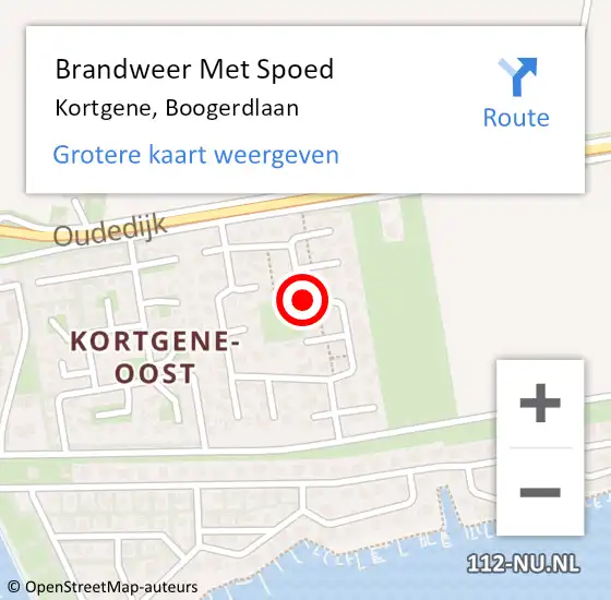 Locatie op kaart van de 112 melding: Brandweer Met Spoed Naar Kortgene, Boogerdlaan op 24 oktober 2020 09:54