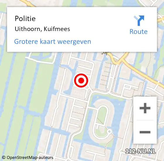 Locatie op kaart van de 112 melding: Politie Uithoorn, Kuifmees op 22 mei 2014 16:30