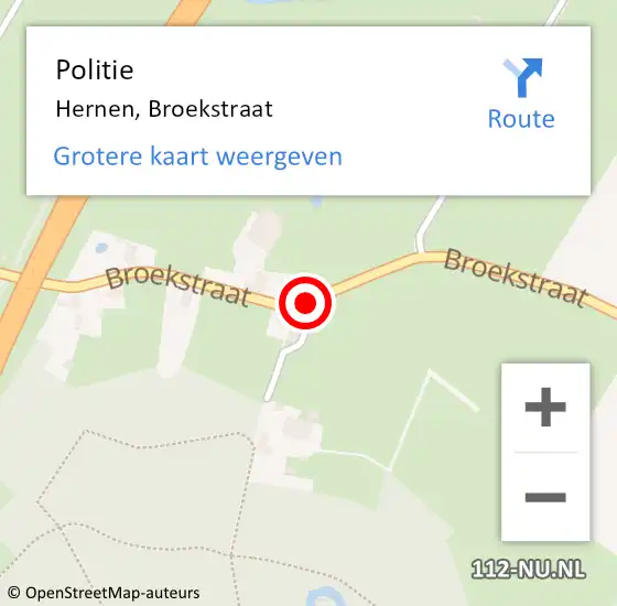 Locatie op kaart van de 112 melding: Politie Hernen, Broekstraat op 24 oktober 2020 11:00