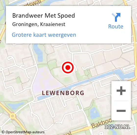 Locatie op kaart van de 112 melding: Brandweer Met Spoed Naar Groningen, Kraaienest op 24 oktober 2020 11:58