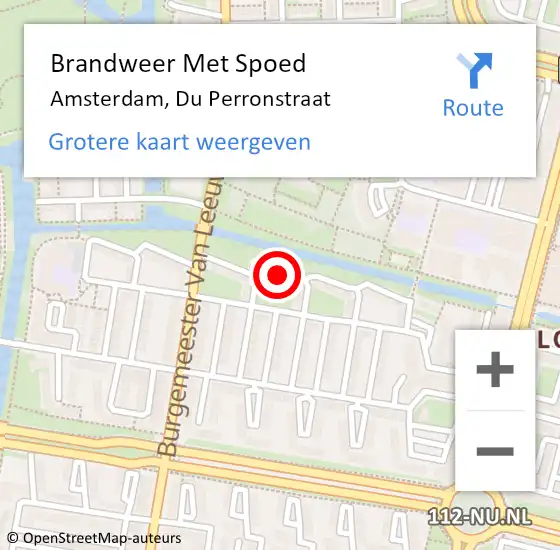 Locatie op kaart van de 112 melding: Brandweer Met Spoed Naar Amsterdam, Du Perronstraat op 24 oktober 2020 15:18
