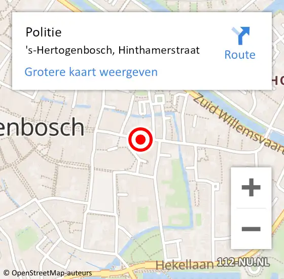 Locatie op kaart van de 112 melding: Politie 's-Hertogenbosch, Hinthamerstraat op 24 oktober 2020 15:24
