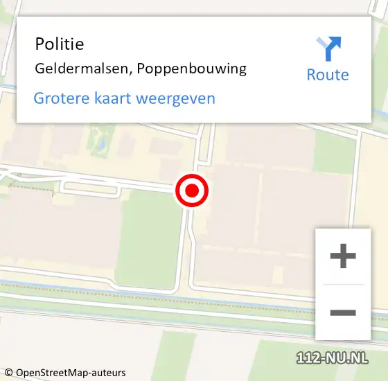 Locatie op kaart van de 112 melding: Politie Geldermalsen, Poppenbouwing op 24 oktober 2020 15:33