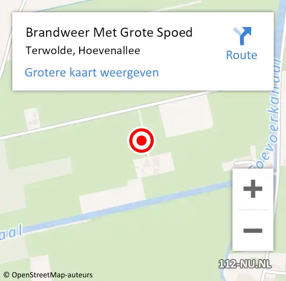 Locatie op kaart van de 112 melding: Brandweer Met Grote Spoed Naar Terwolde, Hoevenallee op 24 oktober 2020 15:48