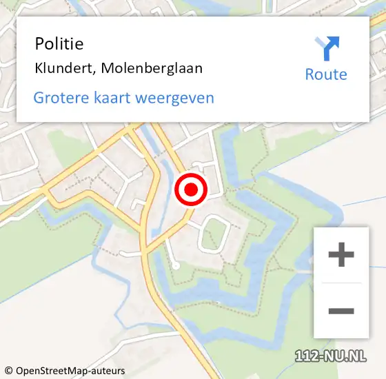 Locatie op kaart van de 112 melding: Politie Klundert, Molenberglaan op 24 oktober 2020 16:25