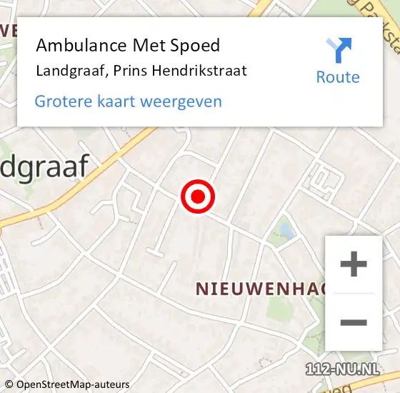 Locatie op kaart van de 112 melding: Ambulance Met Spoed Naar Landgraaf, Prins Hendrikstraat op 22 mei 2014 17:09