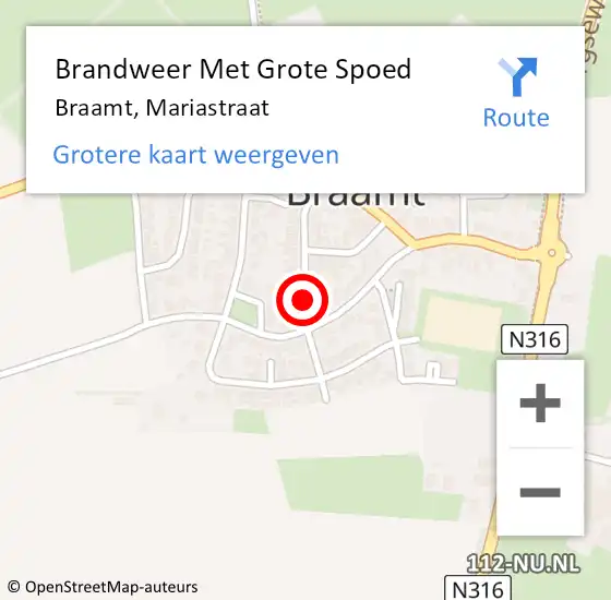 Locatie op kaart van de 112 melding: Brandweer Met Grote Spoed Naar Braamt, Mariastraat op 24 oktober 2020 17:49