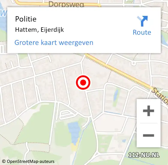 Locatie op kaart van de 112 melding: Politie Hattem, Eijerdijk op 24 oktober 2020 18:04