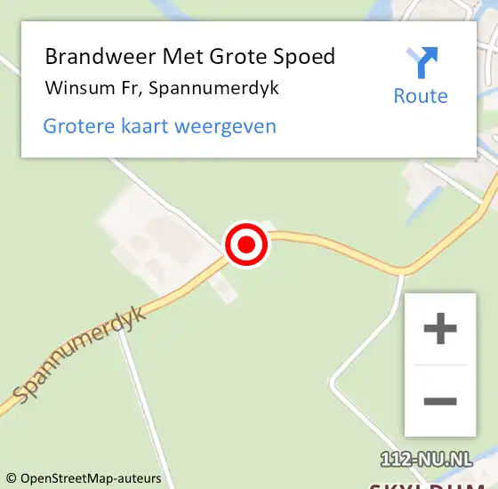 Locatie op kaart van de 112 melding: Brandweer Met Grote Spoed Naar Winsum Fr, Spannumerdyk op 24 oktober 2020 18:22