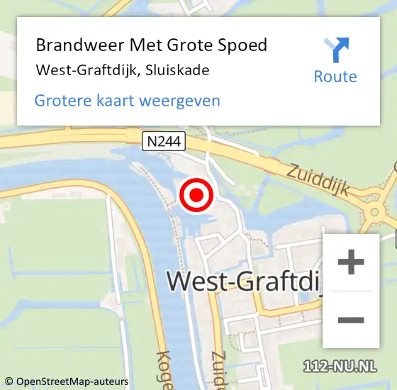 Locatie op kaart van de 112 melding: Brandweer Met Grote Spoed Naar West-Graftdijk, Sluiskade op 24 oktober 2020 18:27