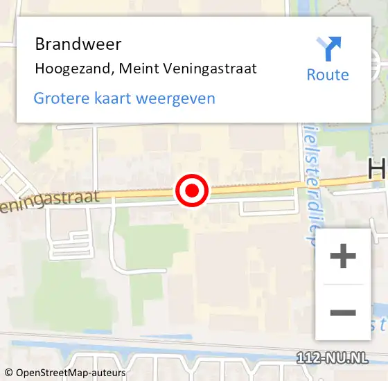 Locatie op kaart van de 112 melding: Brandweer Hoogezand, Meint Veningastraat op 24 oktober 2020 18:36