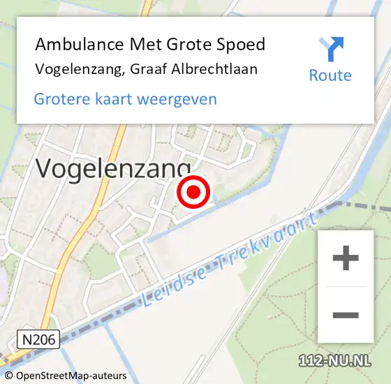 Locatie op kaart van de 112 melding: Ambulance Met Grote Spoed Naar Vogelenzang, Graaf Albrechtlaan op 24 oktober 2020 19:52