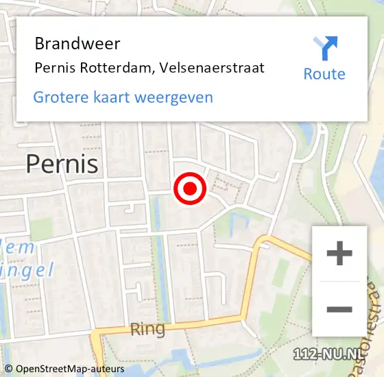 Locatie op kaart van de 112 melding: Brandweer Pernis Rotterdam, Velsenaerstraat op 24 oktober 2020 20:03