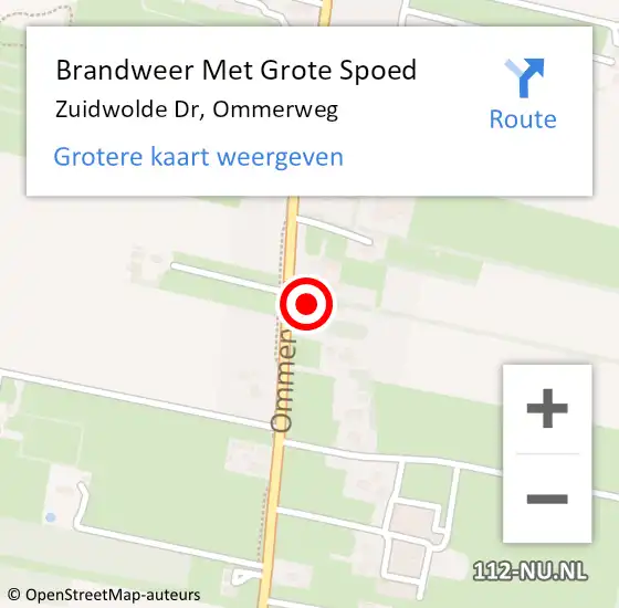 Locatie op kaart van de 112 melding: Brandweer Met Grote Spoed Naar Zuidwolde Dr, Ommerweg op 22 mei 2014 17:25