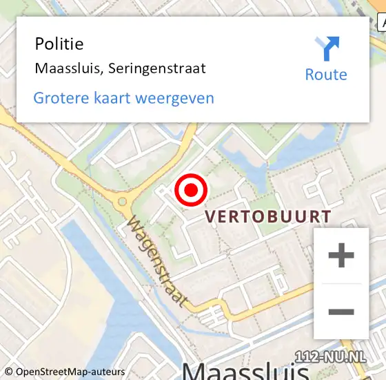 Locatie op kaart van de 112 melding: Politie Maassluis, Seringenstraat op 24 oktober 2020 20:19