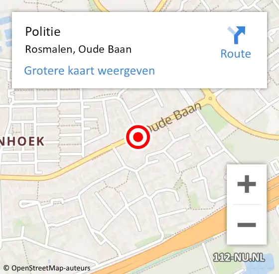 Locatie op kaart van de 112 melding: Politie Rosmalen, Oude Baan op 24 oktober 2020 20:45