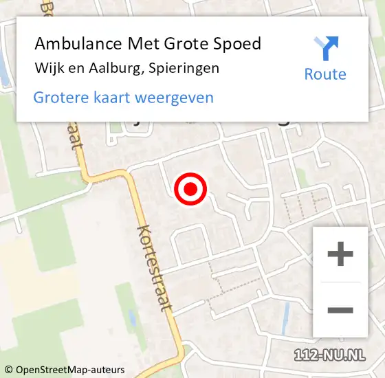 Locatie op kaart van de 112 melding: Ambulance Met Grote Spoed Naar Wijk en Aalburg, Spieringen op 24 oktober 2020 21:33