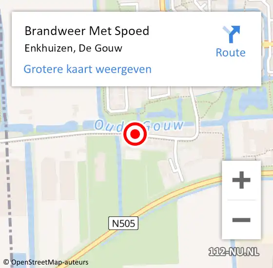 Locatie op kaart van de 112 melding: Brandweer Met Spoed Naar Enkhuizen, De Gouw op 24 oktober 2020 21:44