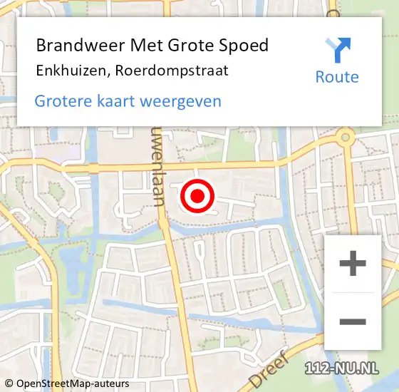 Locatie op kaart van de 112 melding: Brandweer Met Grote Spoed Naar Enkhuizen, Roerdompstraat op 24 oktober 2020 21:53