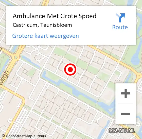 Locatie op kaart van de 112 melding: Ambulance Met Grote Spoed Naar Castricum, Teunisbloem op 24 oktober 2020 21:56