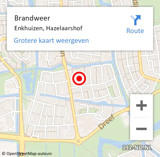 Locatie op kaart van de 112 melding: Brandweer Enkhuizen, Hazelaarshof op 24 oktober 2020 21:57