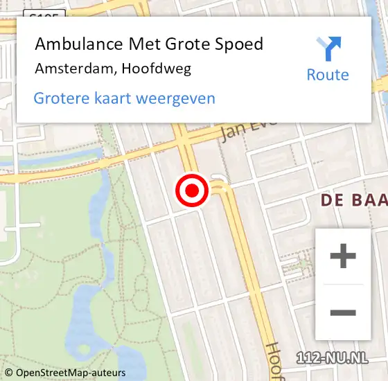 Locatie op kaart van de 112 melding: Ambulance Met Grote Spoed Naar Amsterdam, Hoofdweg op 24 oktober 2020 22:34