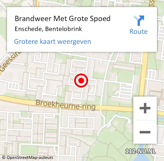 Locatie op kaart van de 112 melding: Brandweer Met Grote Spoed Naar Enschede, Bentelobrink op 24 oktober 2020 22:42