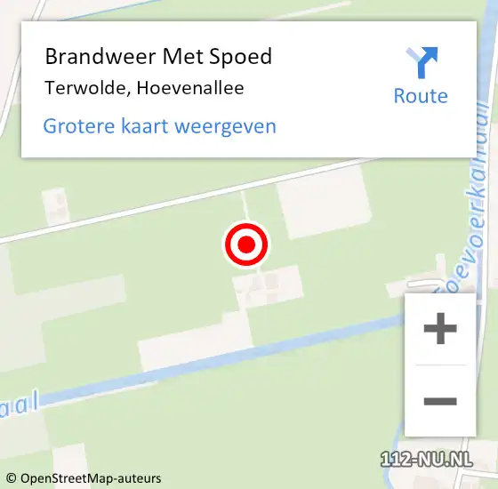 Locatie op kaart van de 112 melding: Brandweer Met Spoed Naar Terwolde, Hoevenallee op 25 oktober 2020 00:56