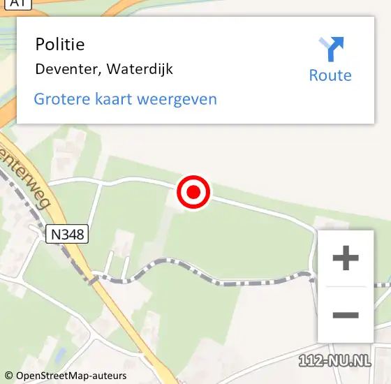 Locatie op kaart van de 112 melding: Politie Deventer, Waterdijk op 25 oktober 2020 02:07