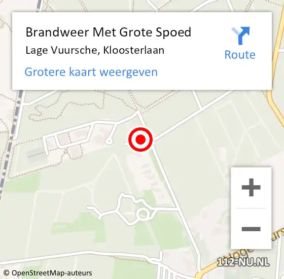 Locatie op kaart van de 112 melding: Brandweer Met Grote Spoed Naar Lage Vuursche, Kloosterlaan op 25 oktober 2020 02:13