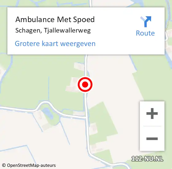 Locatie op kaart van de 112 melding: Ambulance Met Spoed Naar Schagen, Tjallewallerweg op 25 oktober 2020 02:55