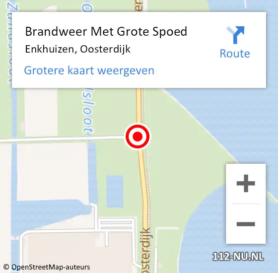 Locatie op kaart van de 112 melding: Brandweer Met Grote Spoed Naar Enkhuizen, Oosterdijk op 25 oktober 2020 02:21