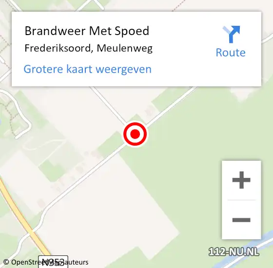 Locatie op kaart van de 112 melding: Brandweer Met Spoed Naar Frederiksoord, Meulenweg op 25 oktober 2020 02:53