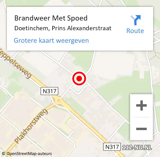 Locatie op kaart van de 112 melding: Brandweer Met Spoed Naar Doetinchem, Prins Alexanderstraat op 25 oktober 2020 04:31