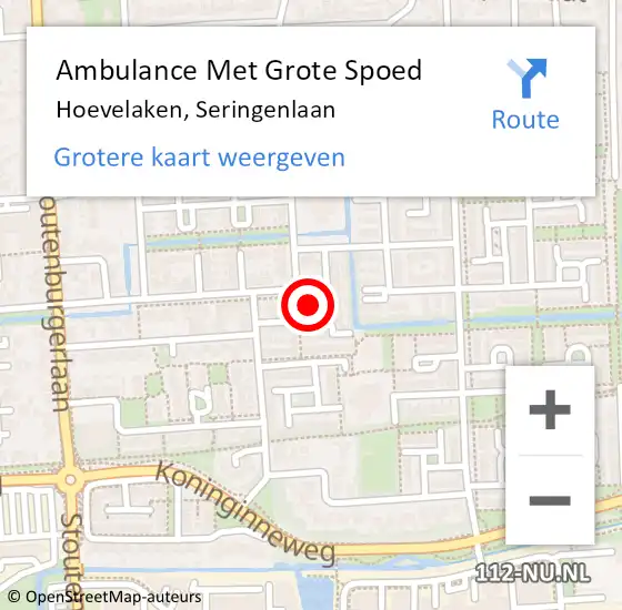 Locatie op kaart van de 112 melding: Ambulance Met Grote Spoed Naar Hoevelaken, Seringenlaan op 2 oktober 2013 18:44