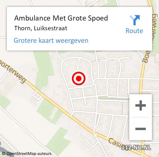 Locatie op kaart van de 112 melding: Ambulance Met Grote Spoed Naar Thorn, Luiksestraat op 25 oktober 2020 07:57