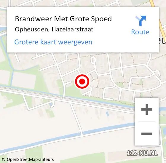 Locatie op kaart van de 112 melding: Brandweer Met Grote Spoed Naar Opheusden, Hazelaarstraat op 25 oktober 2020 09:23