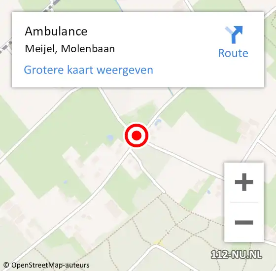 Locatie op kaart van de 112 melding: Ambulance Meijel, Molenbaan op 25 oktober 2020 10:09