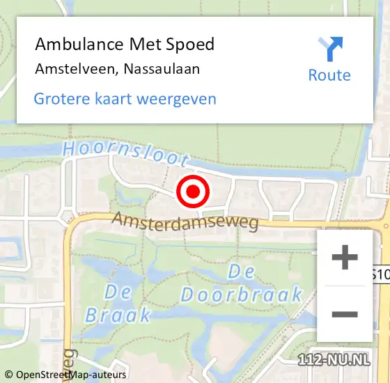 Locatie op kaart van de 112 melding: Ambulance Met Spoed Naar Amstelveen, Nassaulaan op 25 oktober 2020 10:41