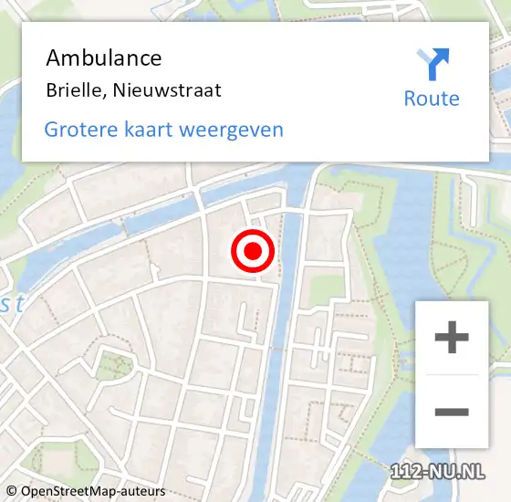 Locatie op kaart van de 112 melding: Ambulance Brielle, Nieuwstraat op 25 oktober 2020 11:22